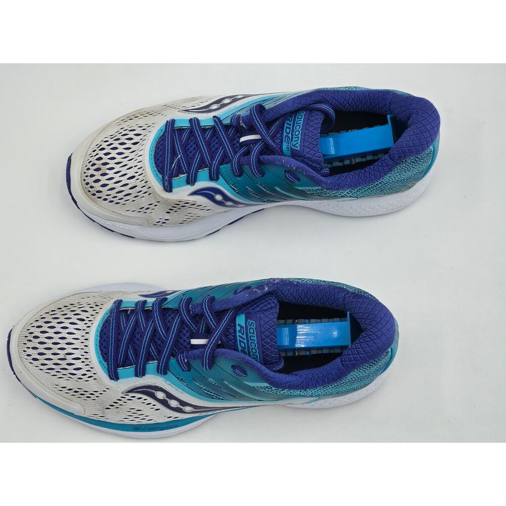 Saucony Womens Ride 10 Running Shoes White Blue Size 7.5 S10373-3 - Picture 2 of 8